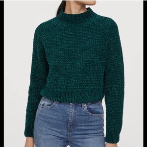 H&M green rib knit sweater